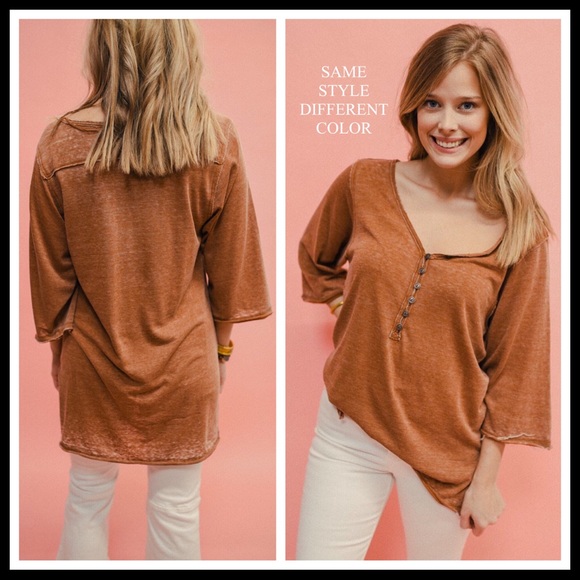 FREE PEOPLE BOHO TUNIC HENLEY TEE TOP A2C - Picture 8 of 16